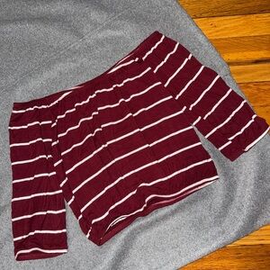 Hollister Red and White Striped Off-Shoulder Crop Top
